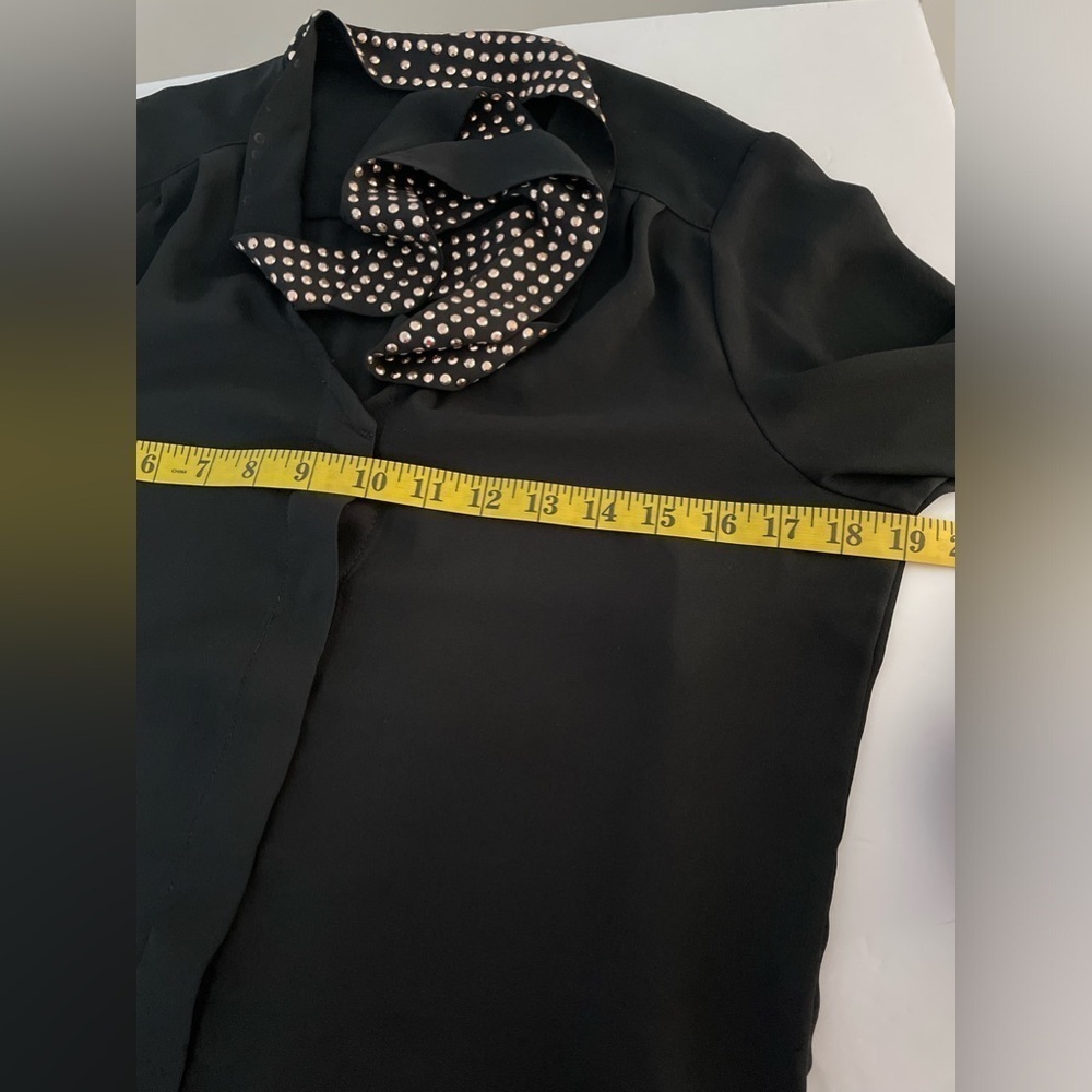 Twik Black Studded Long Sleeve Blouse Size PS with Extra Gold and Black Buttons - Picture 9 of 13